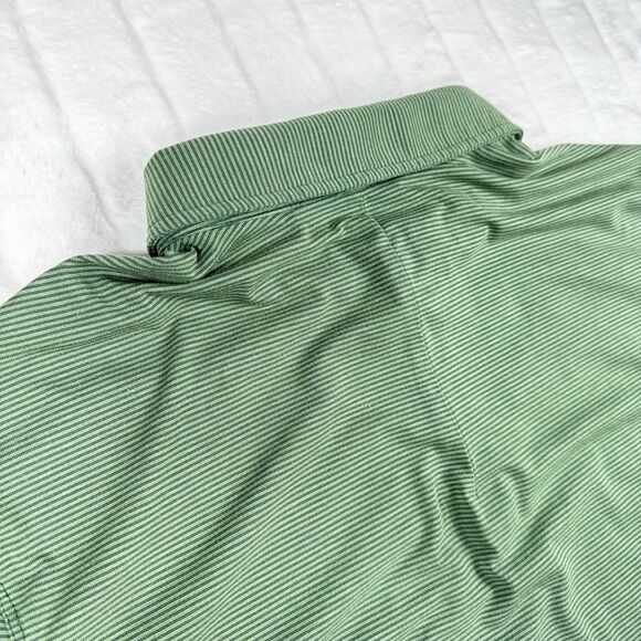 Lululemon Polo Shirt Men L Green Stripe Evolution Performance Golf Short Sleeve - Picture 10 of 11